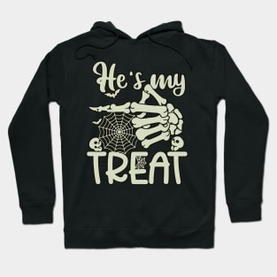 He's My Treat Skeleton Hand Funny Halloween Costume Couples Hoodie